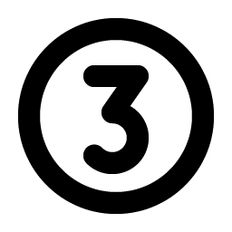 number circle three bold icon