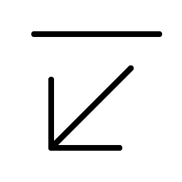 arrow line down left thin icon