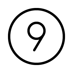 number circle nine thin icon
