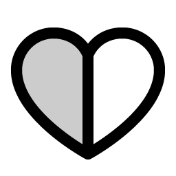 Heart Half Duotone icon